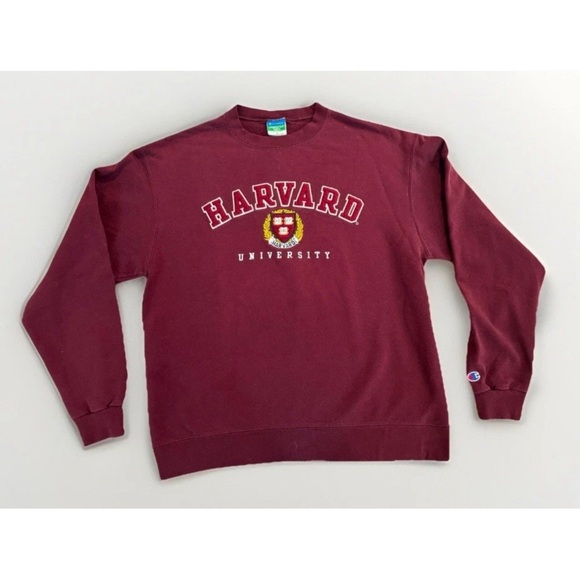 Vintage 90’s Harvard University Champion Sweatshirt Embroidered Felt Spell Out - Picture 1 of 9